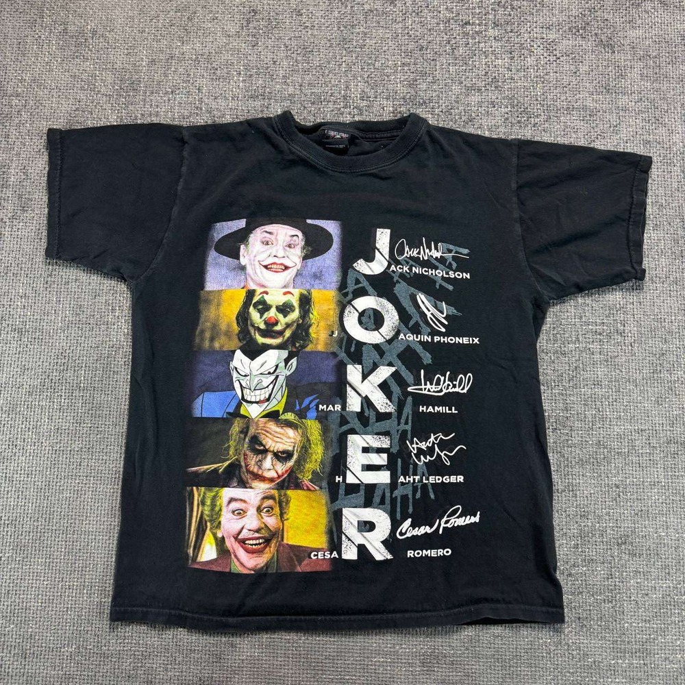 Rock Star Joker Movie Evolution Graphic T-Shirt Mens XL Black Multi-Actor Print